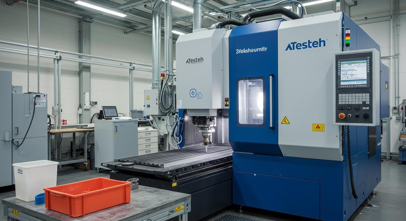 Industrial SLS machine sintering powder in a chamber