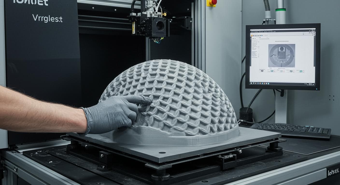 Detailansicht einer glatten Oberfläche eines 3D-gedruckten Modells nach Nachbearbeitung