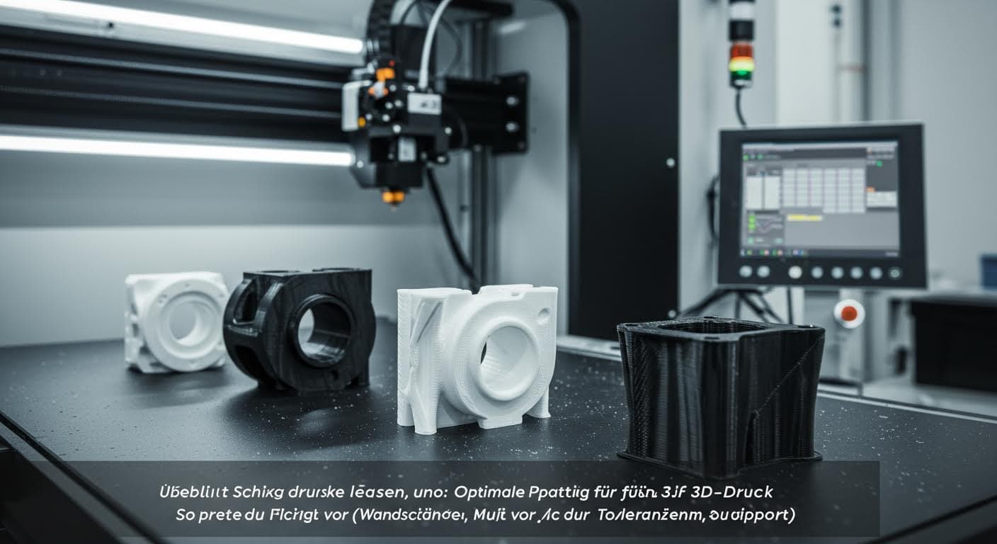 Überblick über mehrere 3D-gedruckte Teile in einer Fertigungsanlage, betont die Vielfalt der Anwendungen in der additiven Fertigung.
