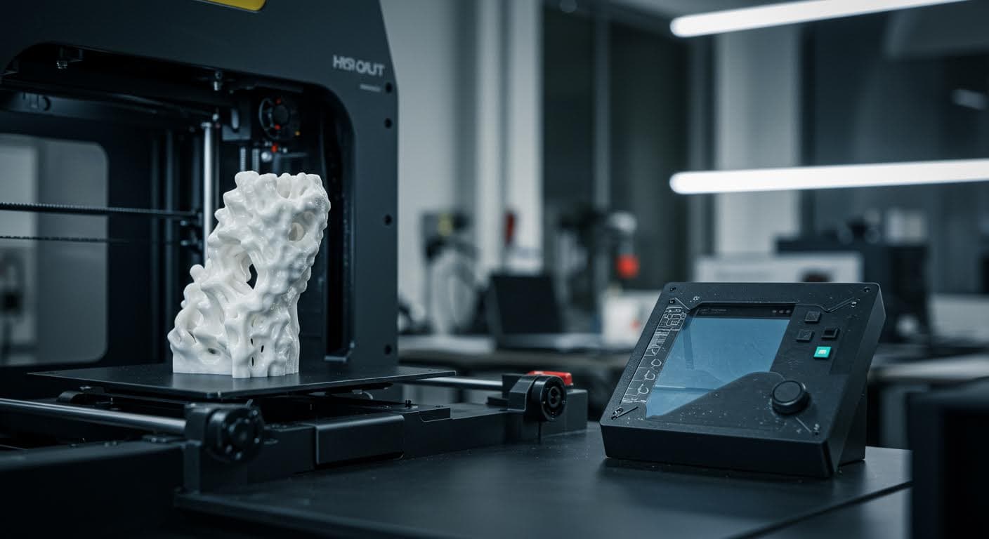 Detailansicht von Oberflächenqualitäten verschiedener 3D-Druckverfahren, mit Fokus auf Texturen und Präzision, magazinqualität.