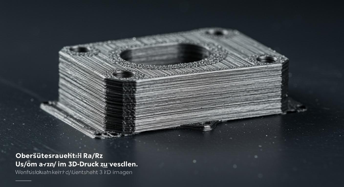 Close-up of a 3D-printed metal part displaying fine surface texture and layer lines in high detail