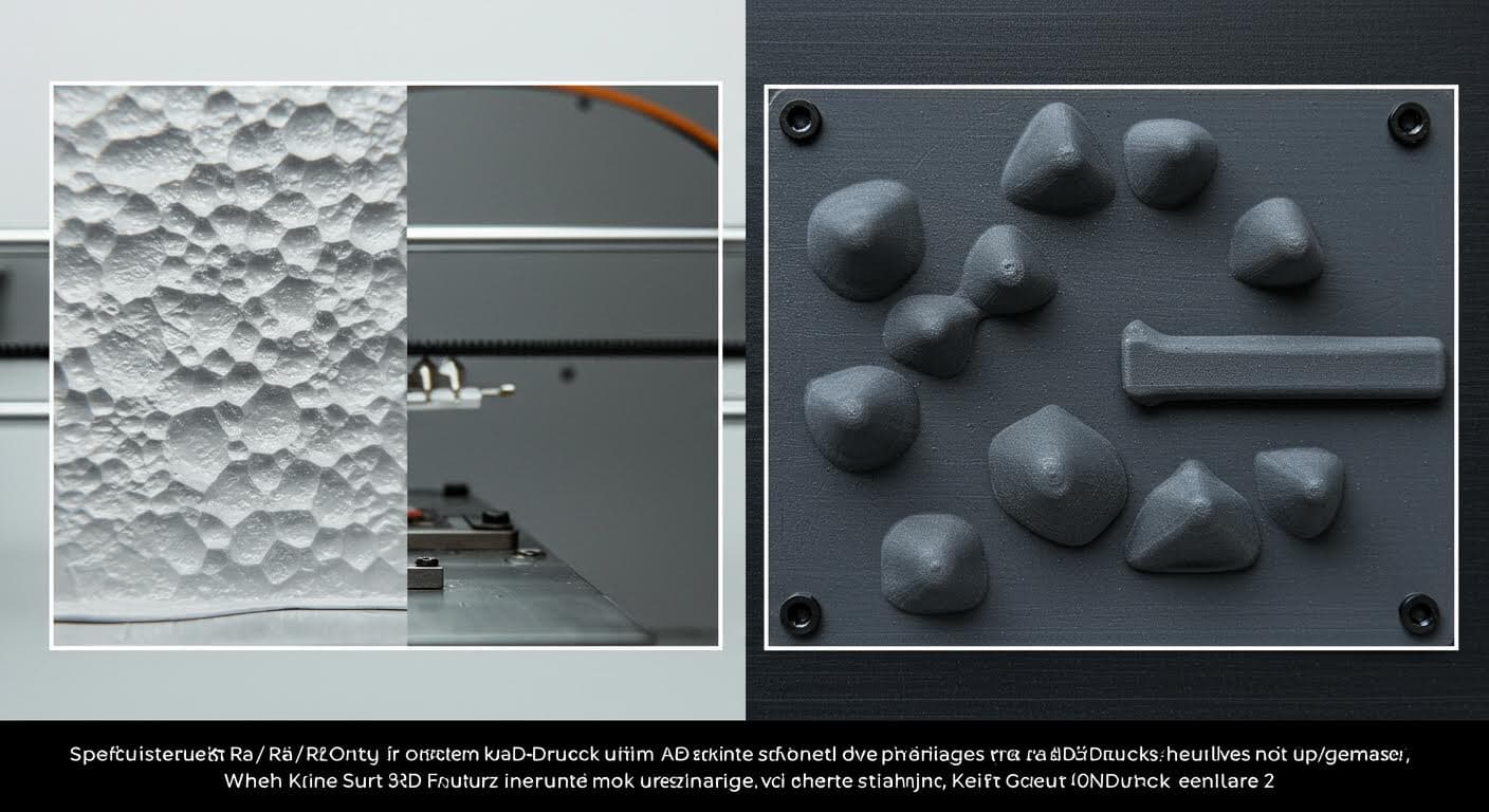 Side-by-side comparison of rough and smooth 3D-printed polymer surfaces under magnification