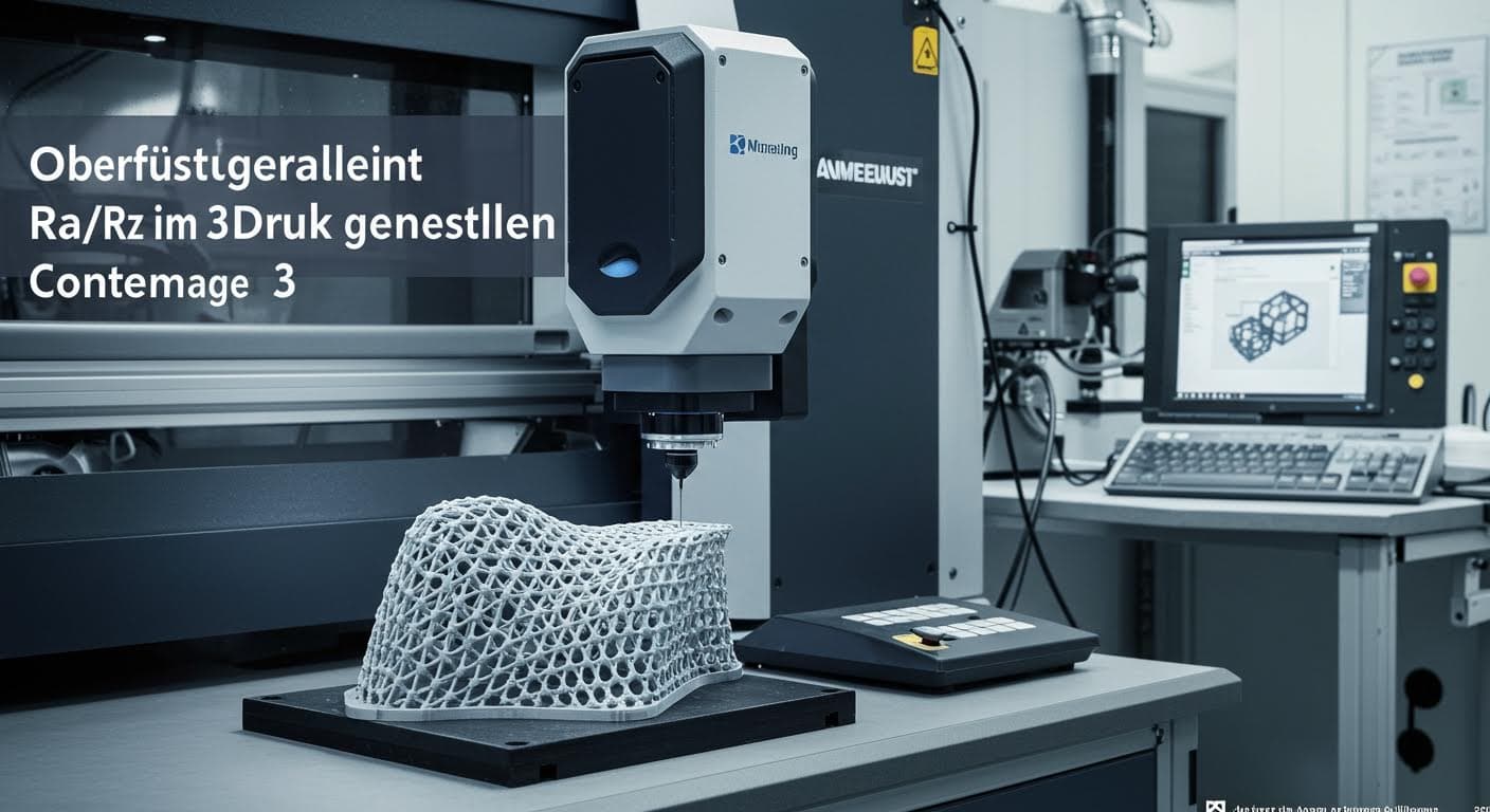 Optical scanning device analyzing a curved 3D-printed component in a lab setting