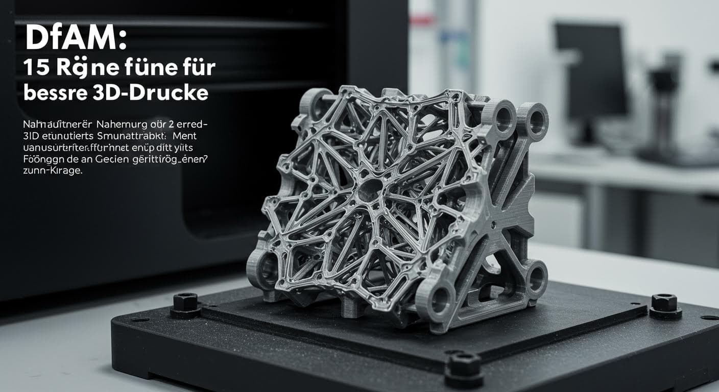 Nahaufnahme eines optimierten 3D-gedruckten Gittersstrukturs, das Leichtbau demonstriert, mit Fokus auf die feinen Details der additiven Fertigung, rein visuell ohne Labels.