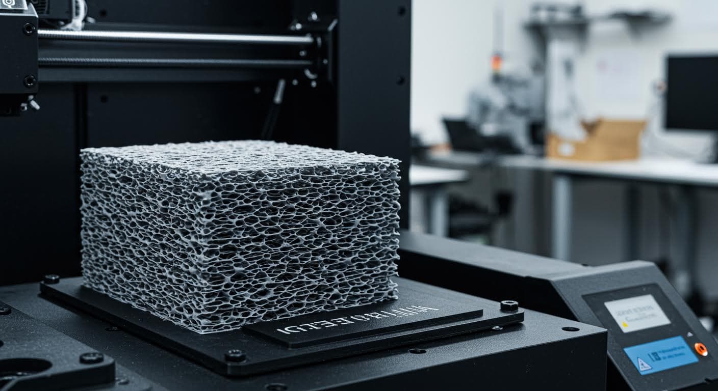 Vergleichsbild von FDM-gedruckten Schichten, die Anisotropie zeigen, mit Fokus auf Materialstruktur, professionelle Industriefotografie