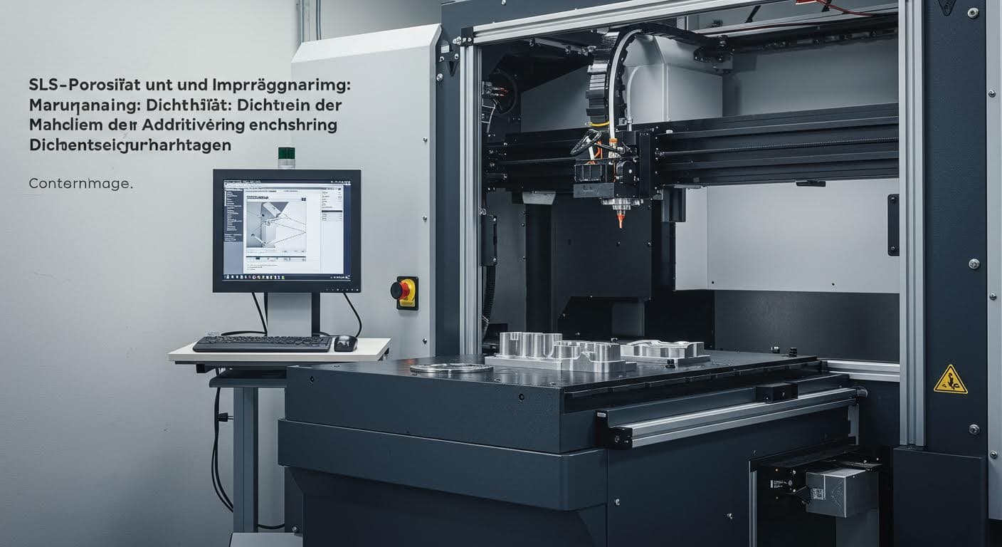 Industrielle Anwendung: SLS-Komponente in Maschine, Fokus auf Technologie