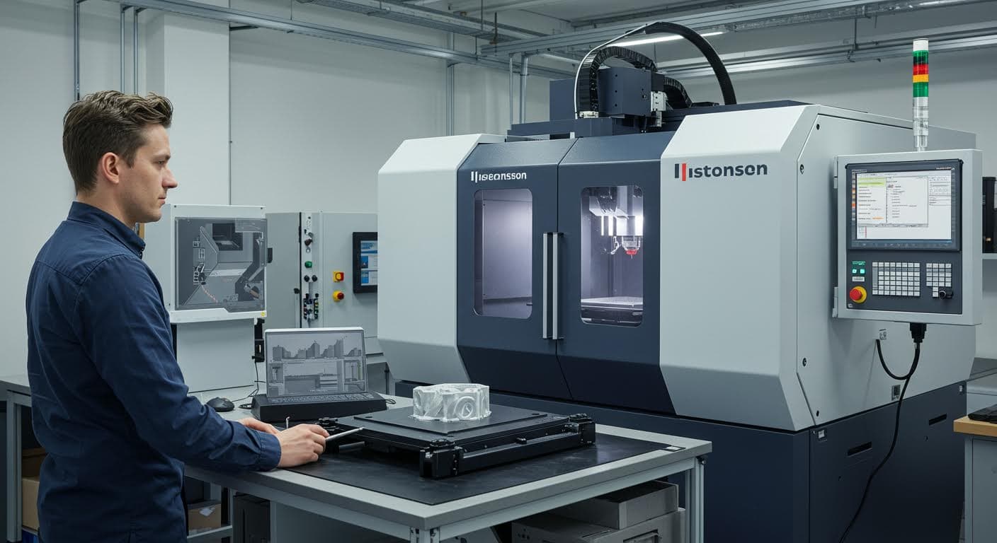 Magazine-quality shot of a selective laser sintering machine in action
