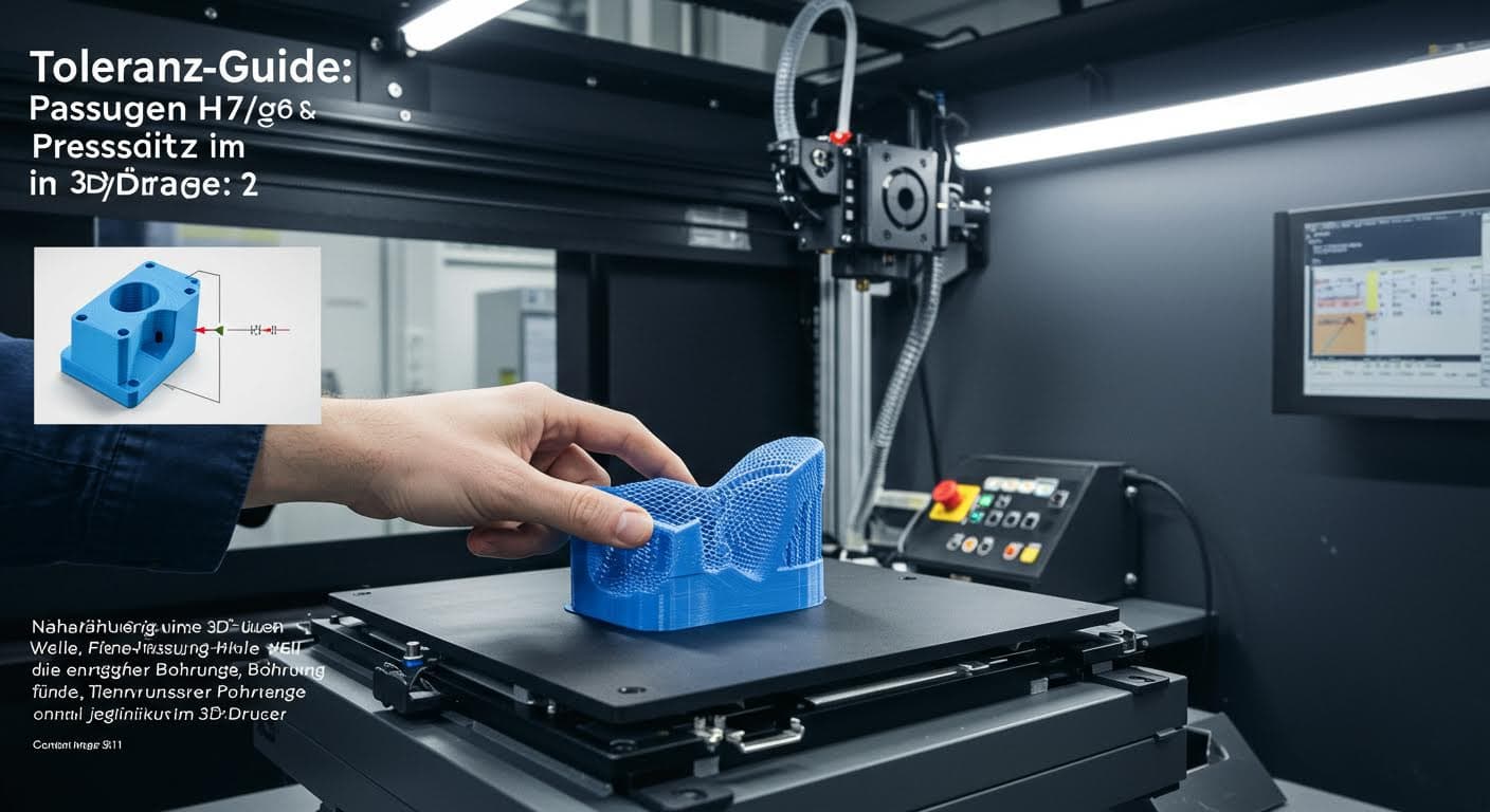 Nahaufnahme einer 3D-gedruckten Welle und passender Bohrung, die eine enge Passung demonstrieren, ohne jegliche Beschriftung