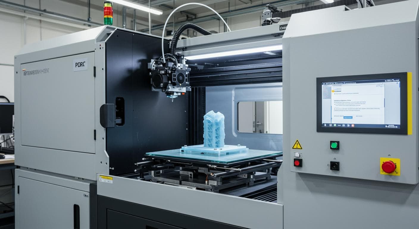 Hochauflösendes Foto einer industriellen Temperkammer mit einer Harzprobe in Bearbeitung, reines technisches Equipment ohne Text