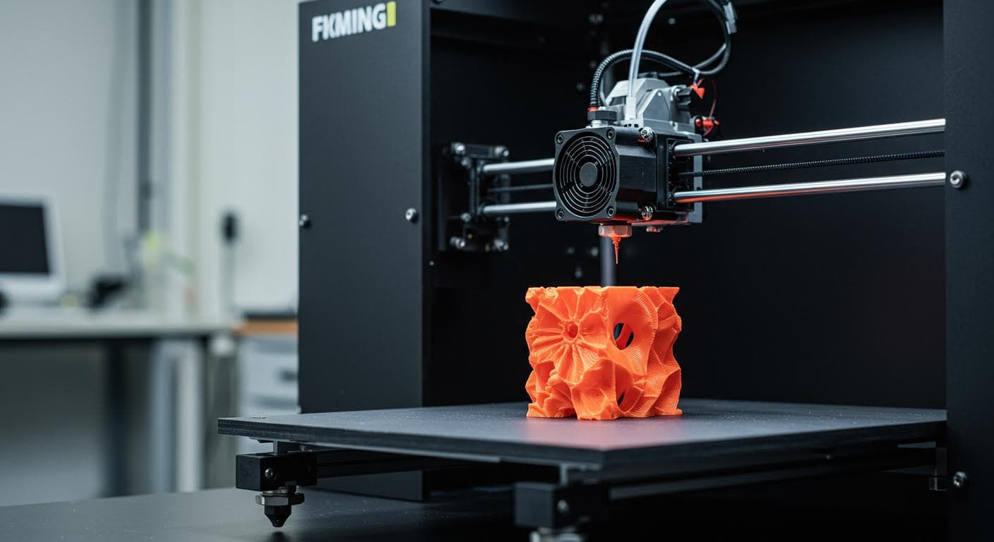 Flammhemmendes Filament in Aktion, Fokus auf Materialstruktur und Technologie, ohne jegliche Schrift