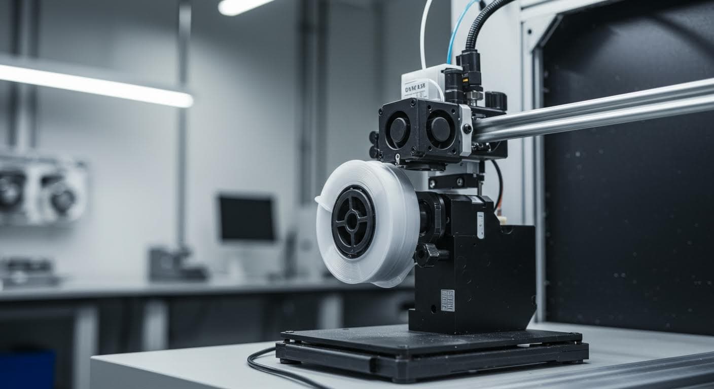 Industrielles Werkzeug aus kombiniertem Filament, professionelle Fotografie, ohne Labels