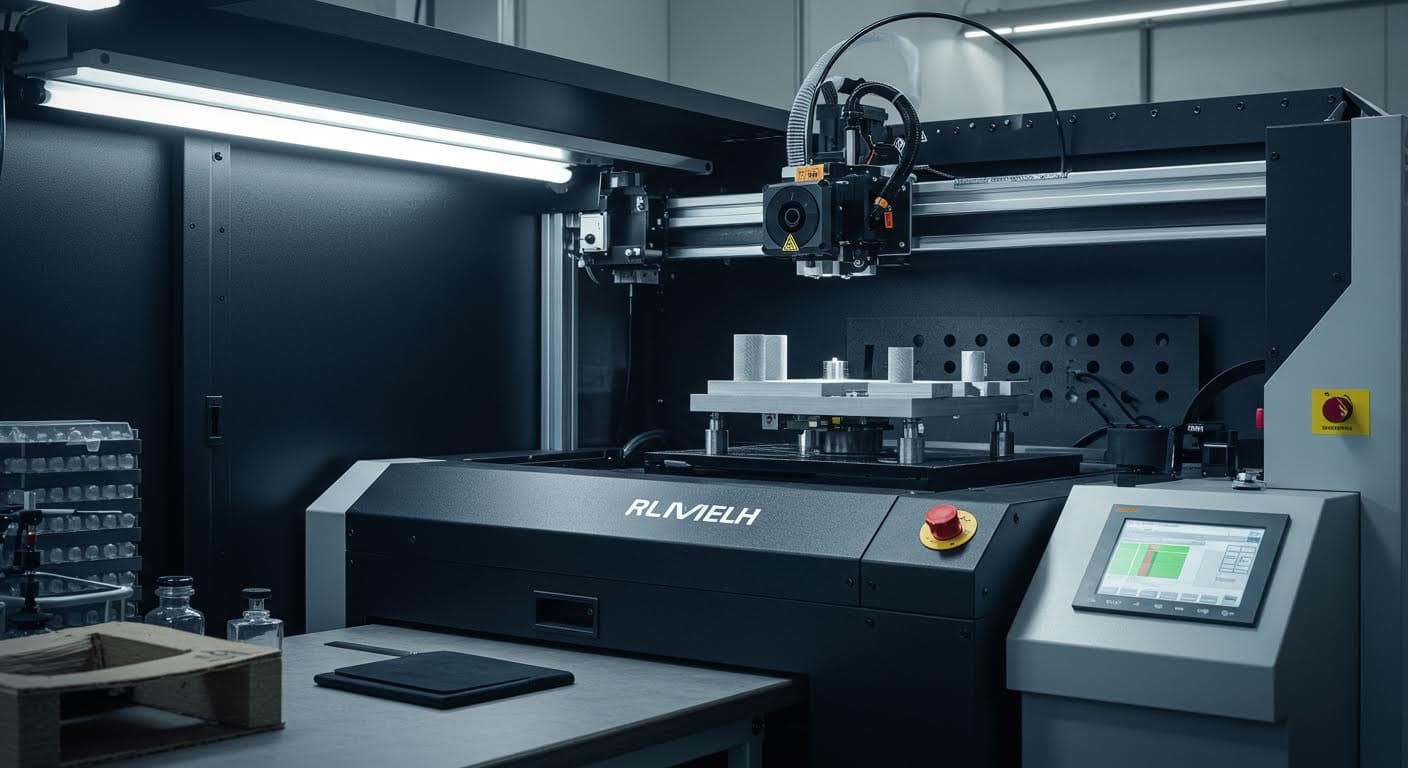 Additiver Fertigungsprozess mit Fokus auf Sicherheitselemente, reine Technologie-Darstellung