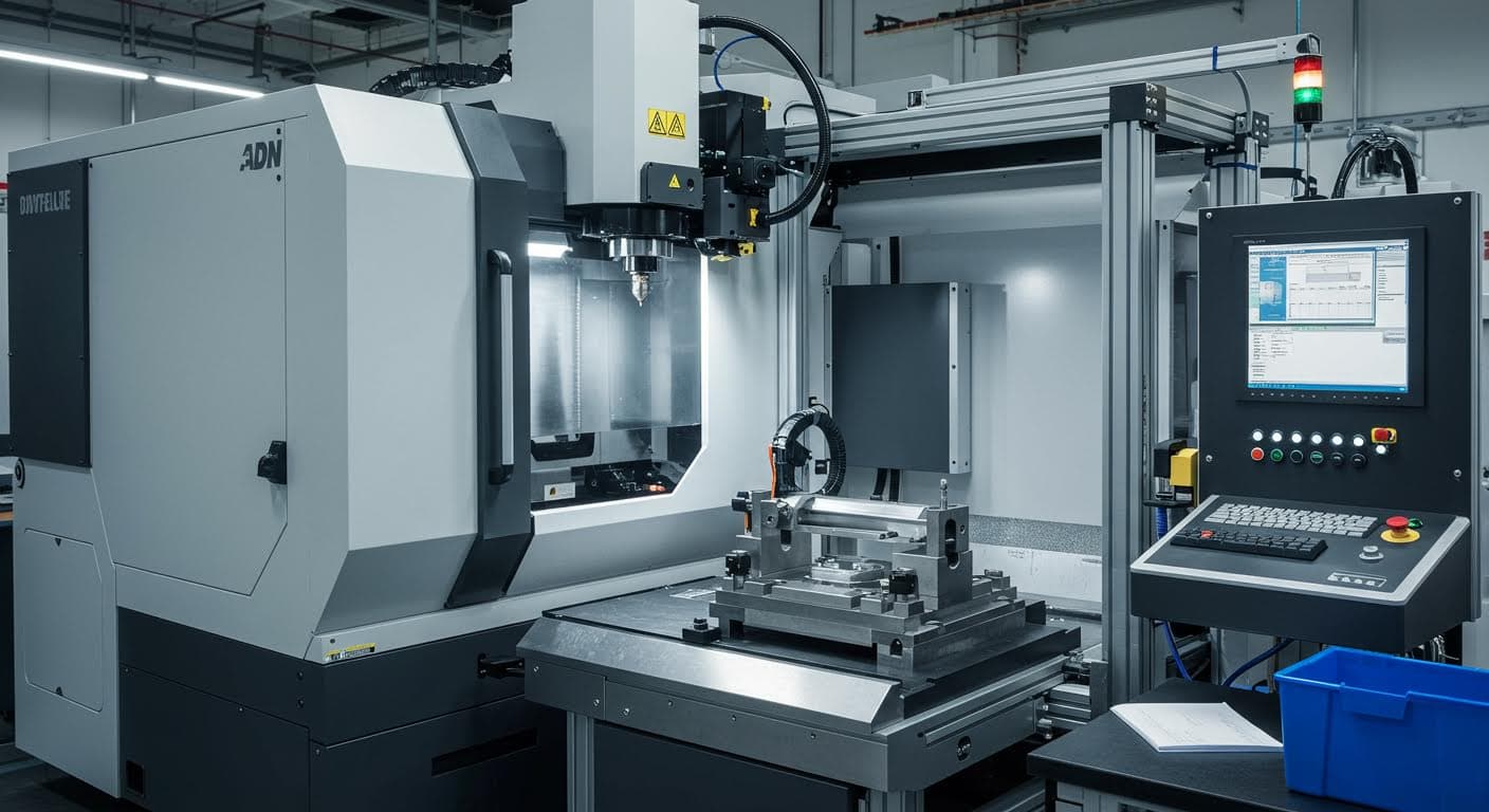 Fotografie smarter Fixtures mit integrierten Sensoren in einer Industrie 4.0-Anlage, professionell und textfrei