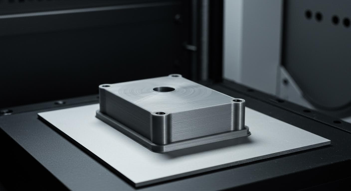 Hochauflösendes Bild eines fertigen MJF-Teils mit glatter, detaillierter Oberfläche, isoliert auf neutralem Hintergrund