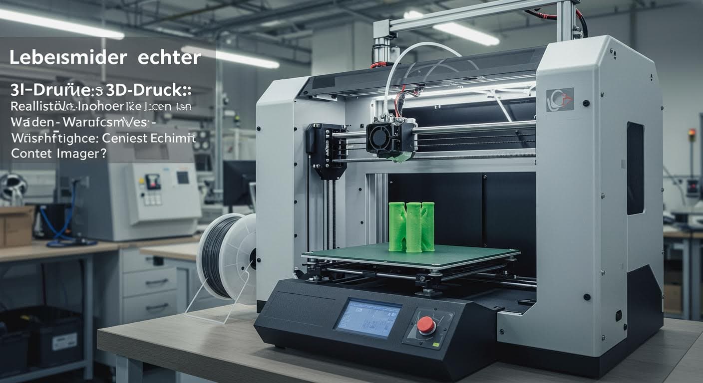 High-resolution photo of a 3D printer in operation with food-safe filament in an industrial setting