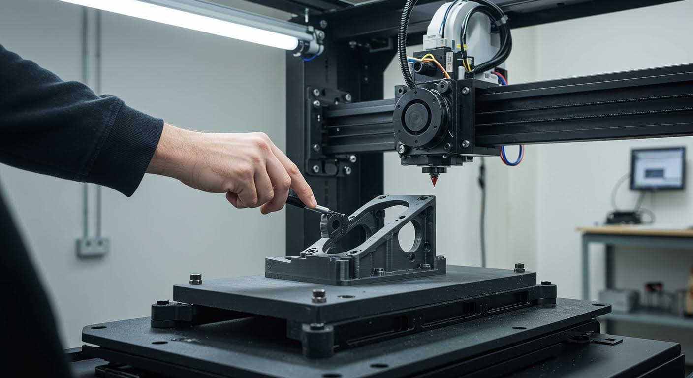 Anwendung von additiven Teilen in einem Automobilkontext, wie ein gedrucktes Bauteil in einer Maschine, rein visuell