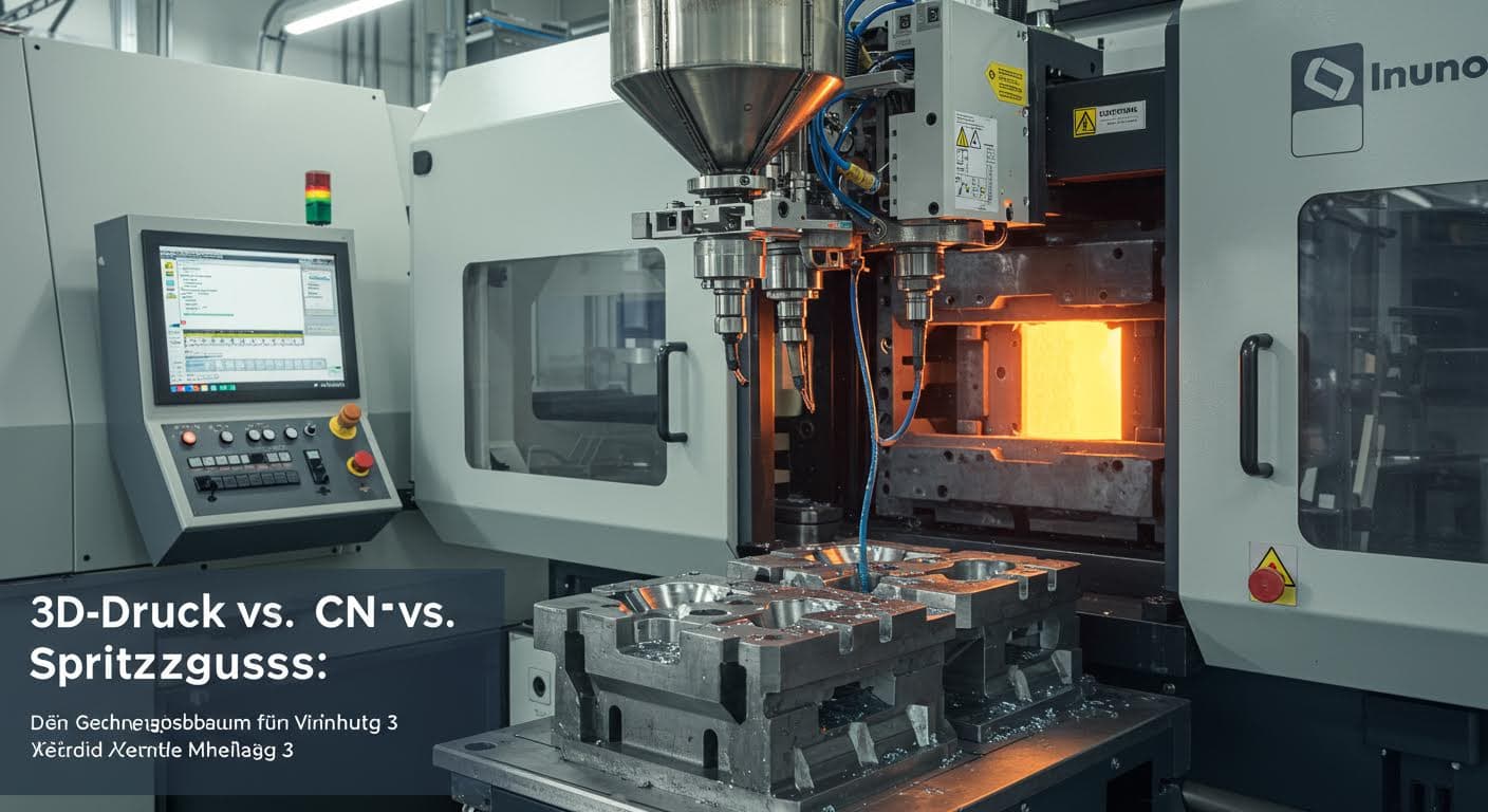 An injection molding machine injecting molten plastic into a mold, captured in high detail