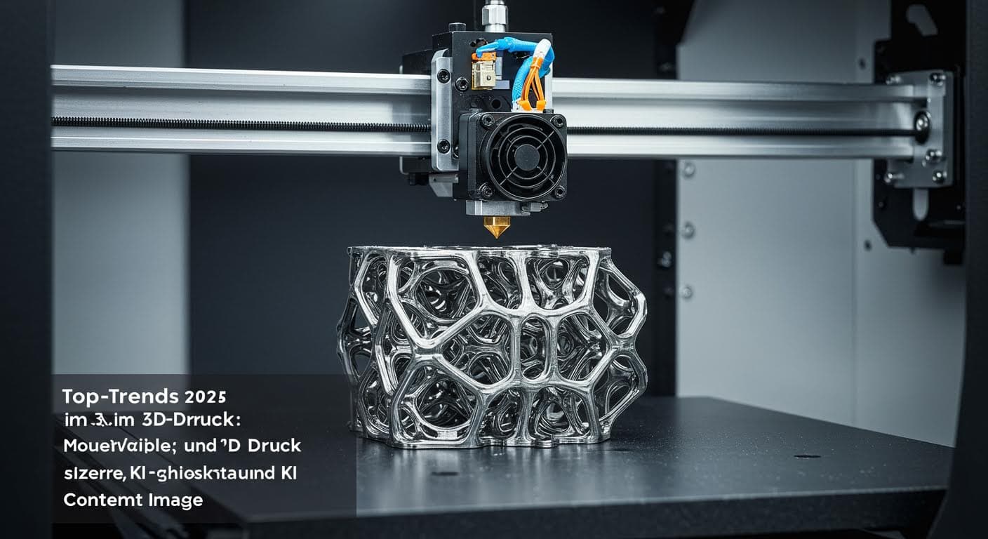 A high-resolution image of a modern 3D printer building layers of a complex metallic structure in an industrial setting, focusing on the nozzle and material deposition without any text or labels.