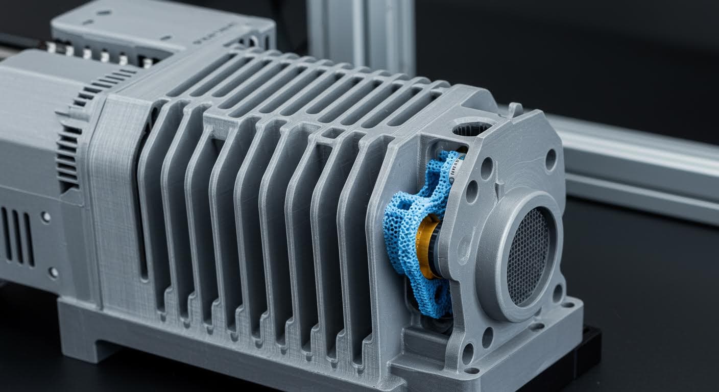 Hybrid cooling system featuring ribs and vents in a high-precision 3D-printed prototype