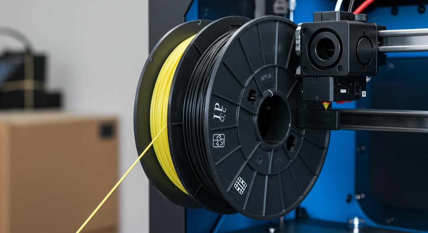 Close-up view of a PLA filament spool mounted on the AMS lite system, highlighting the material's texture and color without any inscriptions.