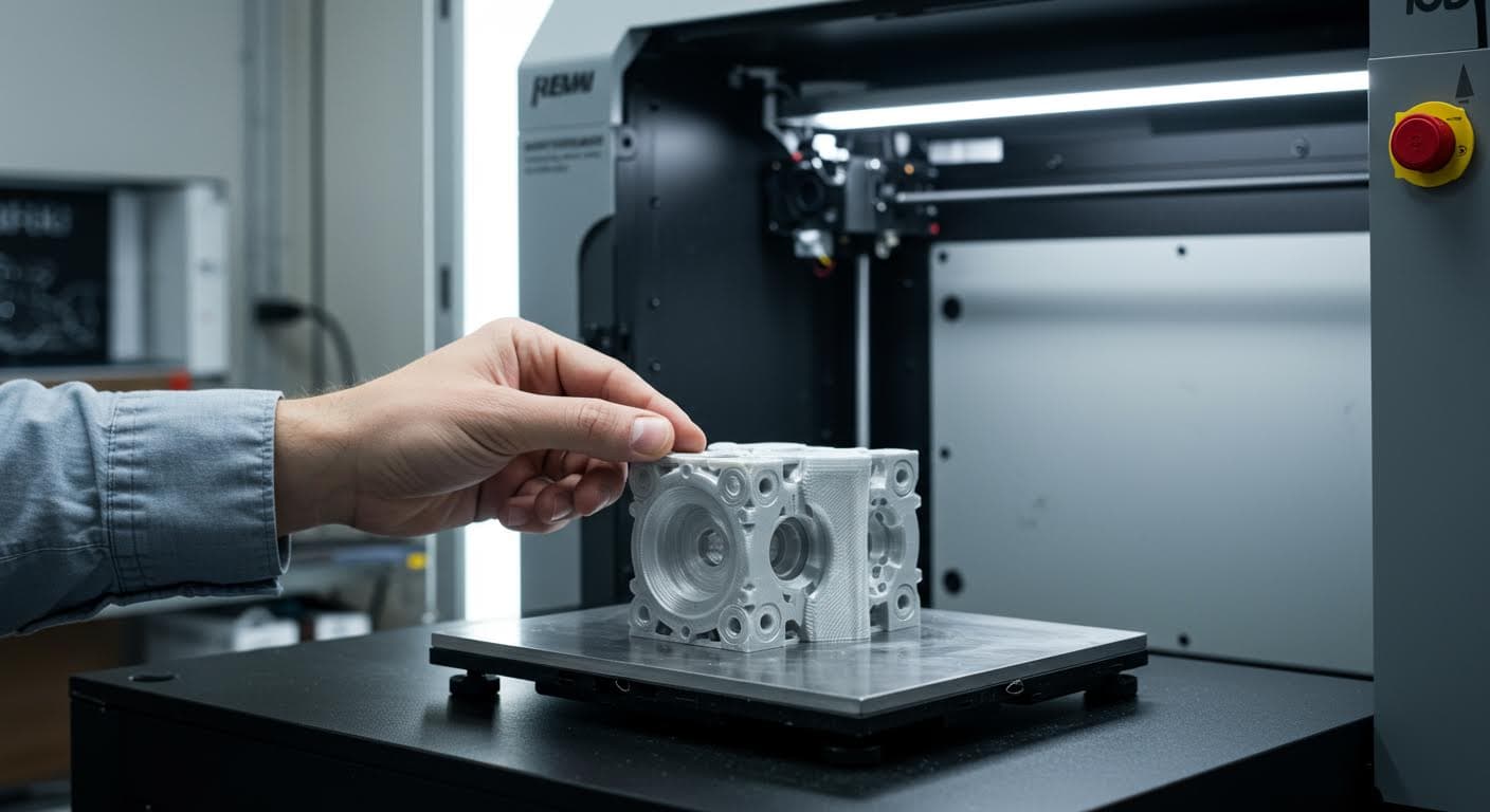 Professionelle Aufnahme eines iterativen Prototypen-Modells aus additiver Fertigung, reine visuelle Darstellung von Technologie