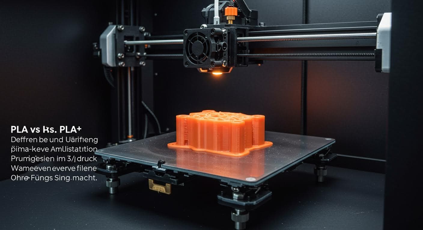 3D-Druckbett mit haftendem PLA-Modell während des Druckprozesses, Wärmeverteilung sichtbar, hohe Qualität, ohne Beschriftungen.