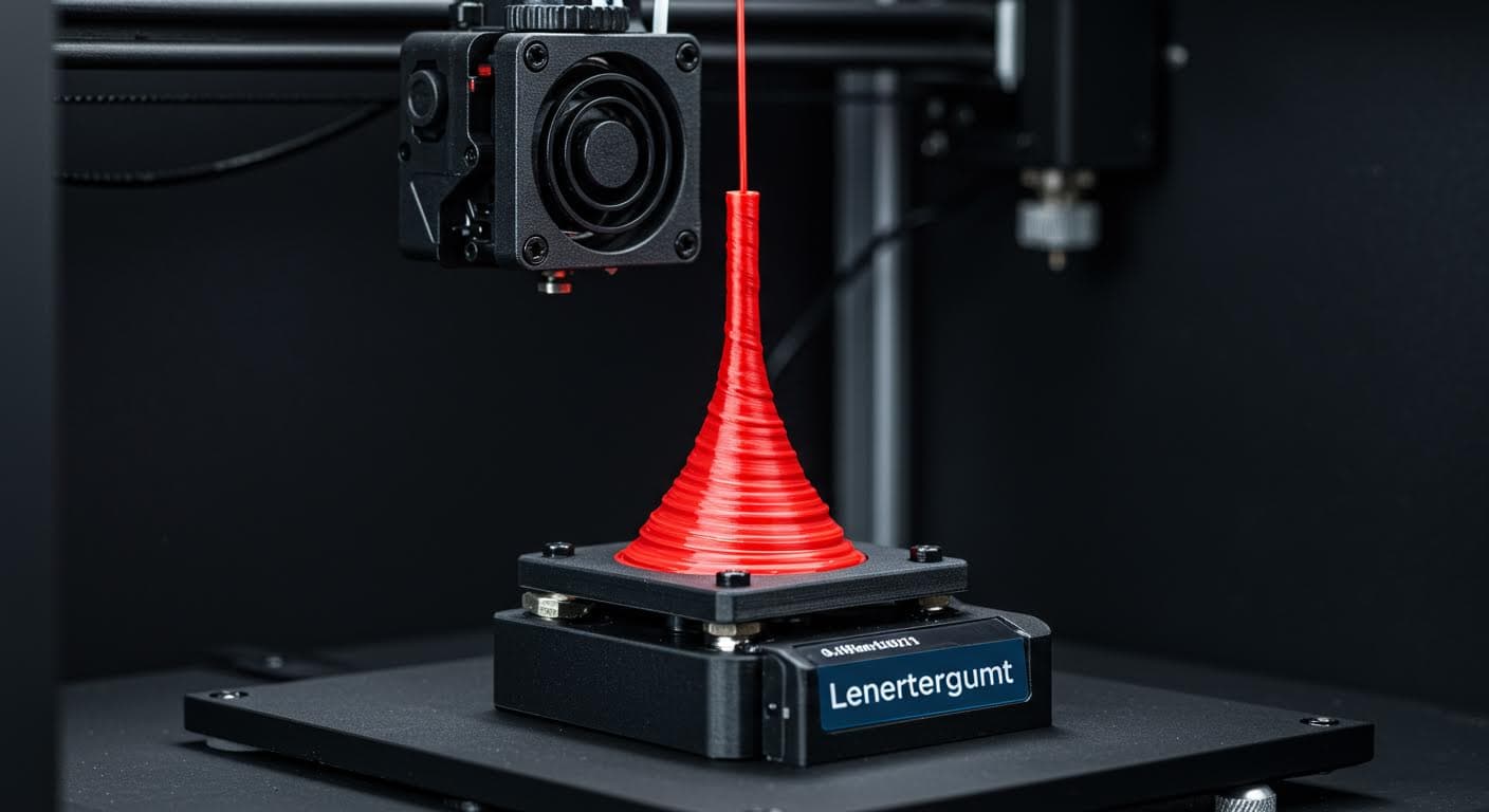 Professionelles Bild eines Temperaturturms aus PLA, der schrittweise Temperaturänderungen zeigt, rein visuell ohne Beschriftungen.