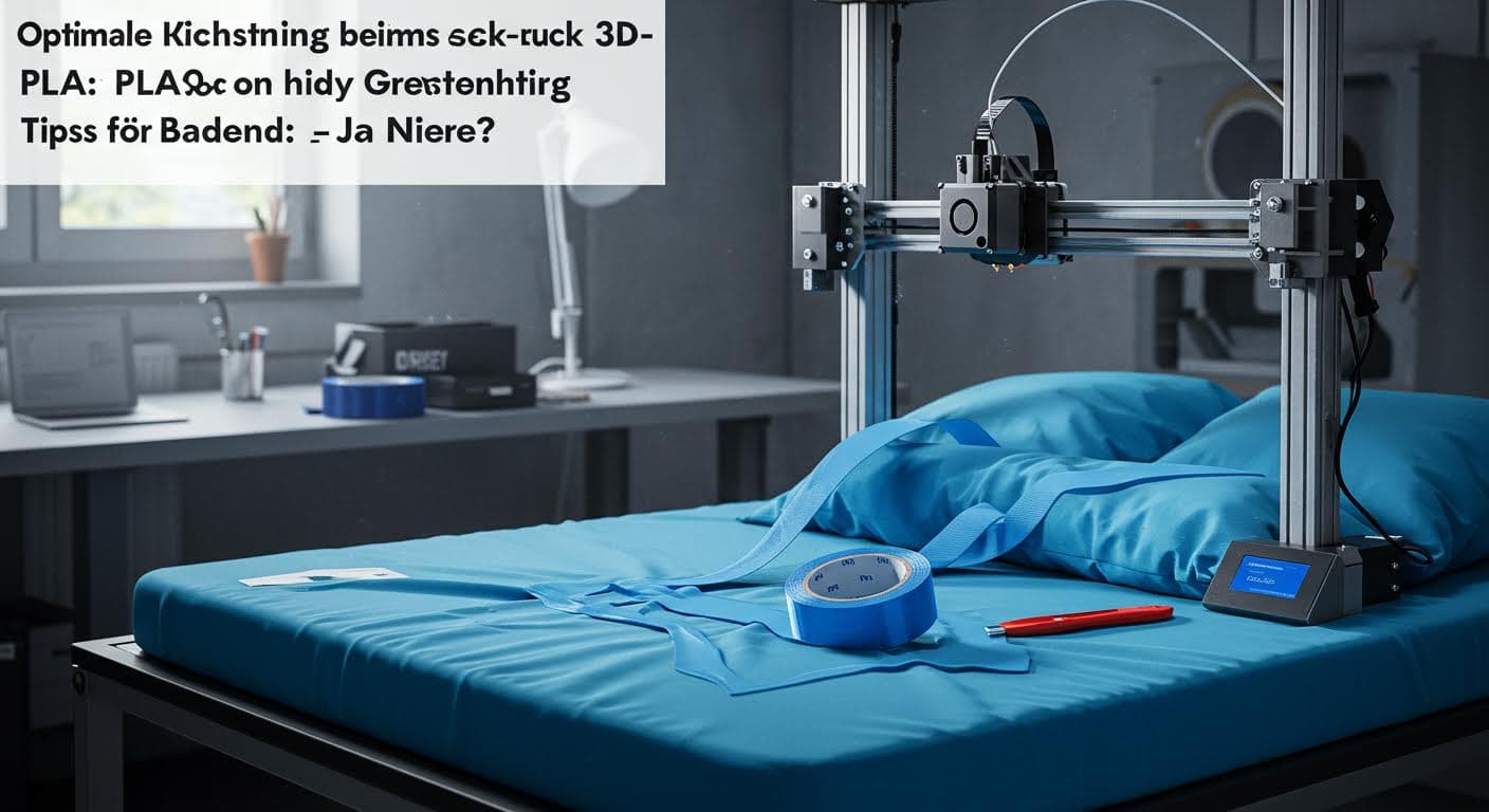 Vergleichende Darstellung alternativer Haftmittel wie Blue Tape auf einem Bett, fokussiert auf Materialien und Anwendung, in hoher Auflösung.