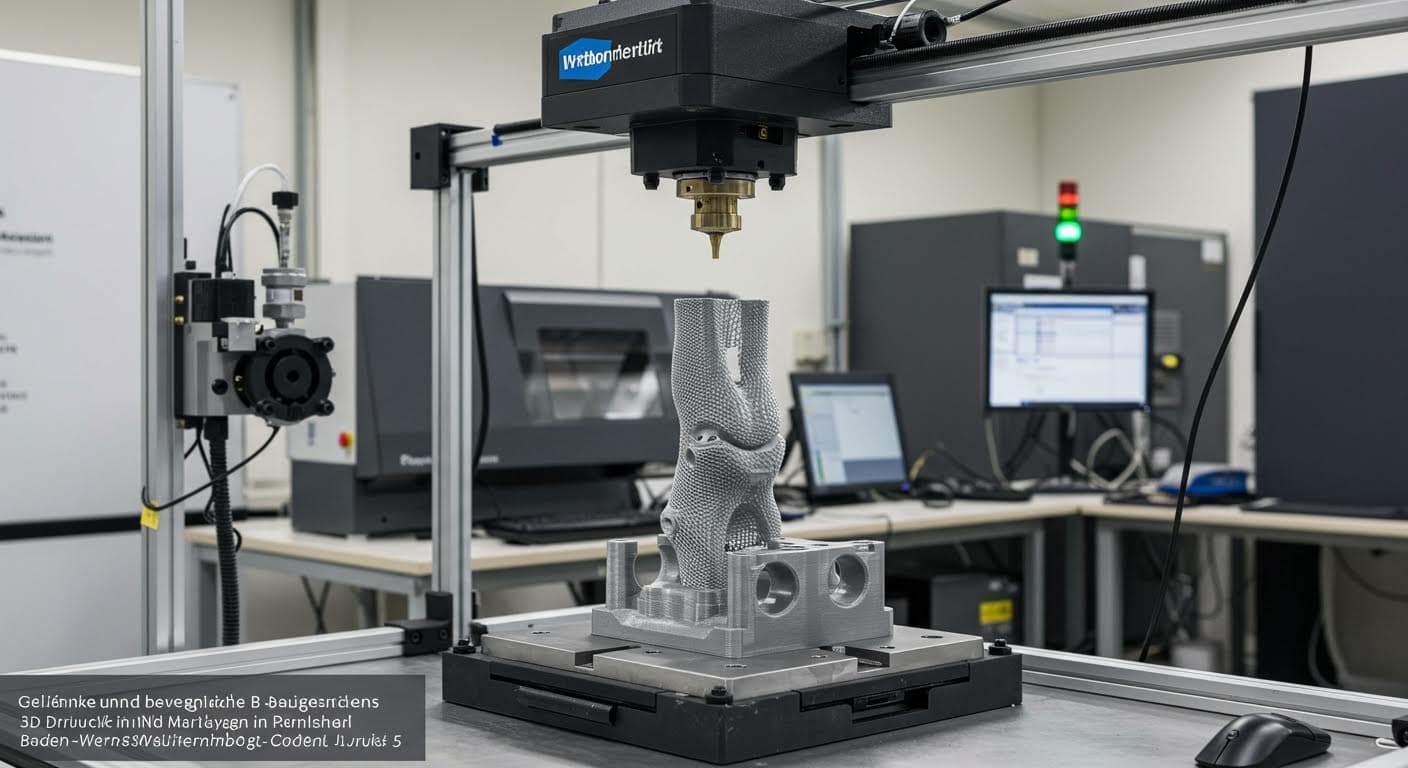 Material fatigue test setup on a 3D-printed joint under mechanical load, highlighting durability