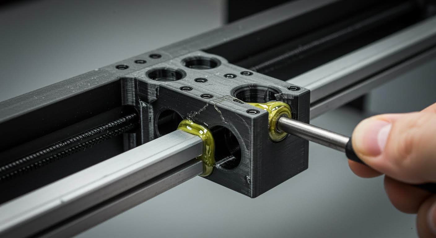 Detailed view of hybrid bonding using epoxy and solvents on 3D-printed ASA material, highlighting the seamless joint in an engineering context