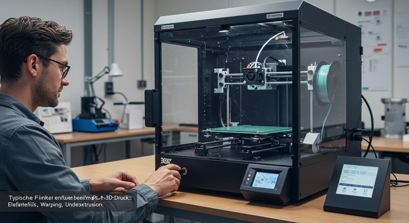 Enclosed 3D printer in operation, focusing on the chamber and printing process with PLA filament, emphasizing controlled environment.