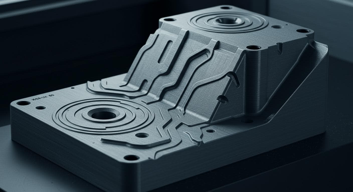 High-resolution image of an additive manufactured prototype with engraved patterns, focusing on surface details without any text.
