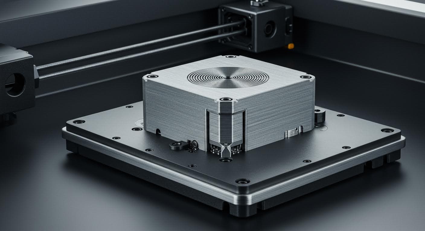 Industriefoto eines beschichteten 3D-gedruckten Gehäuses mit metallischer Oberfläche für EMV-Schirmung