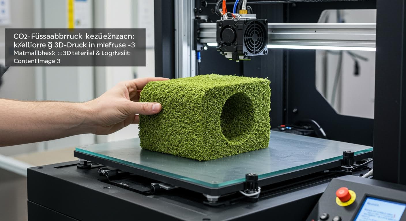 Detailed view of a sustainable material being loaded into a 3D printer, emphasizing texture and machinery in an additive manufacturing setup.