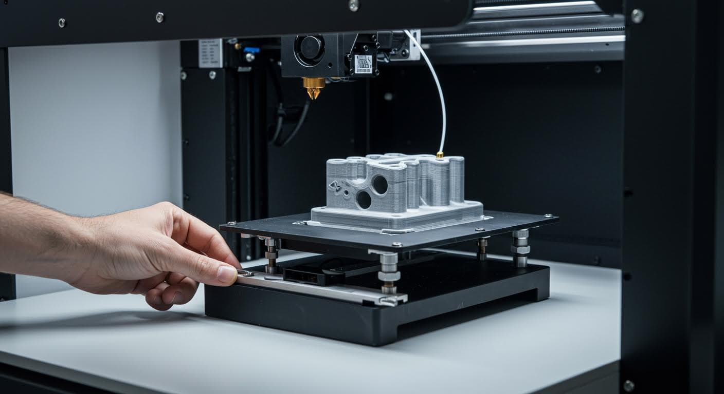Prototyp eines Gehäuses aus TPU-Material, gedruckt mit hoher Geschwindigkeit, reine Technologie-Darstellung