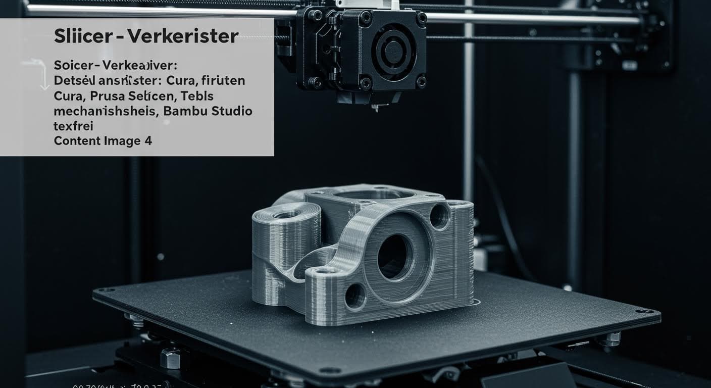 Detailansicht eines fertig gedruckten mechanischen Teils, hochauflösend und textfrei