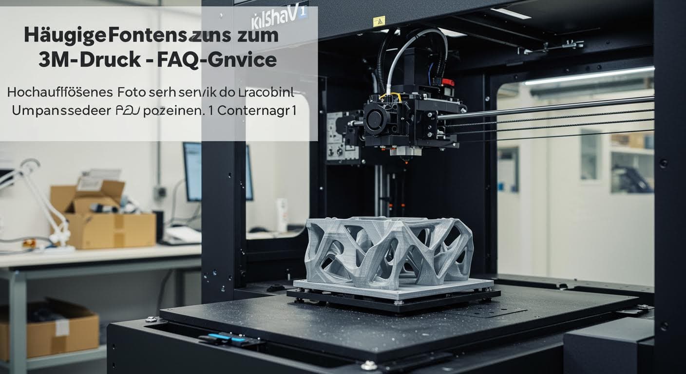 Hochauflösendes Foto eines FDM-3D-Druckers, der ein komplexes Kunststoffteil schichtweise aufbaut, in industrieller Umgebung ohne Beschriftungen