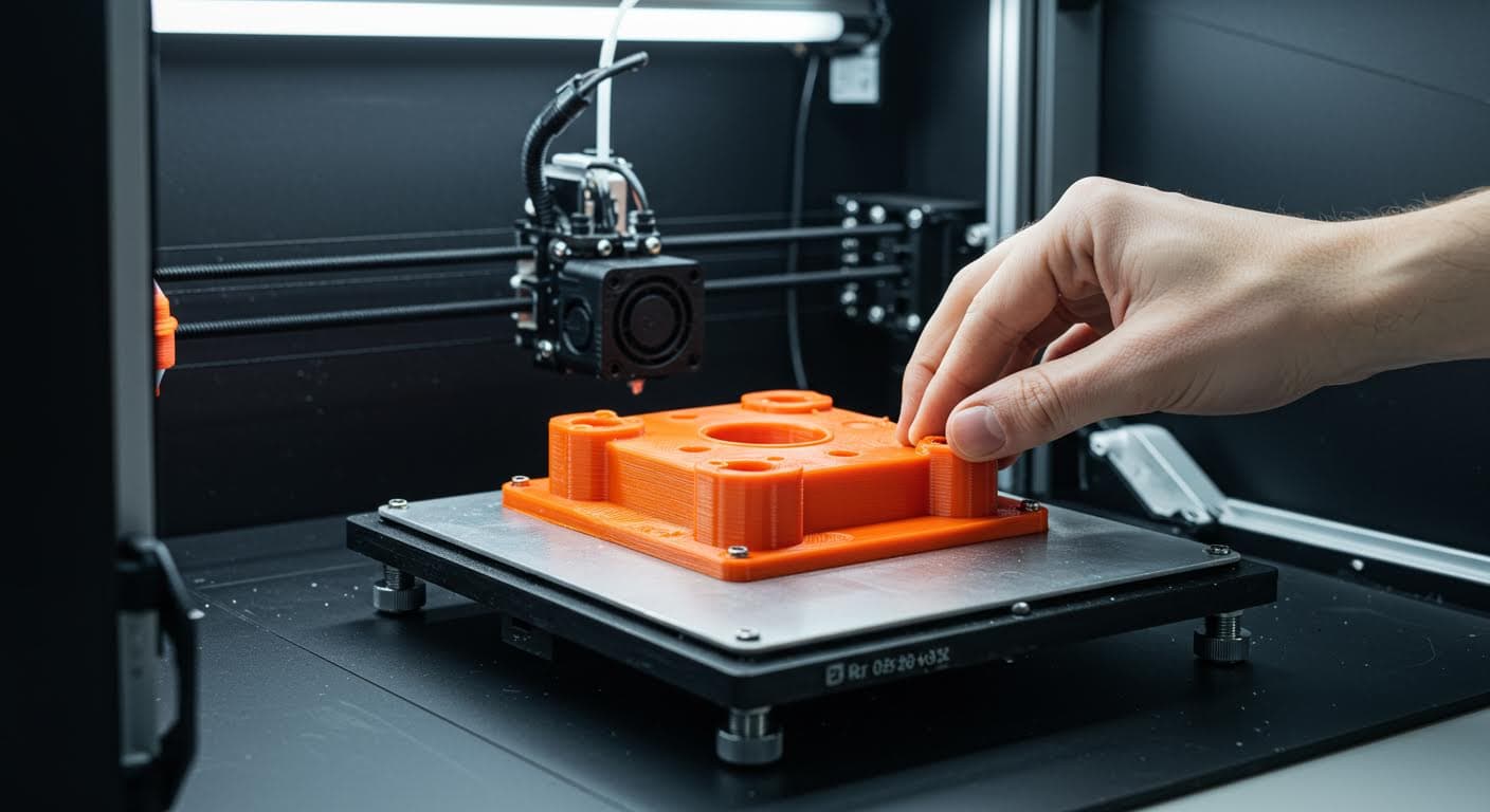 Anwendung von Kleber auf PLA-Oberflächen, visuelle Darstellung von Technologie ohne Labels oder Logos