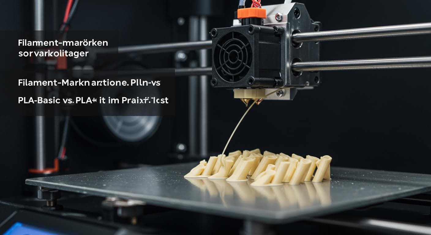 Close-up of a 3D printer extruding smooth PLA filament onto a heated build plate in an industrial setting