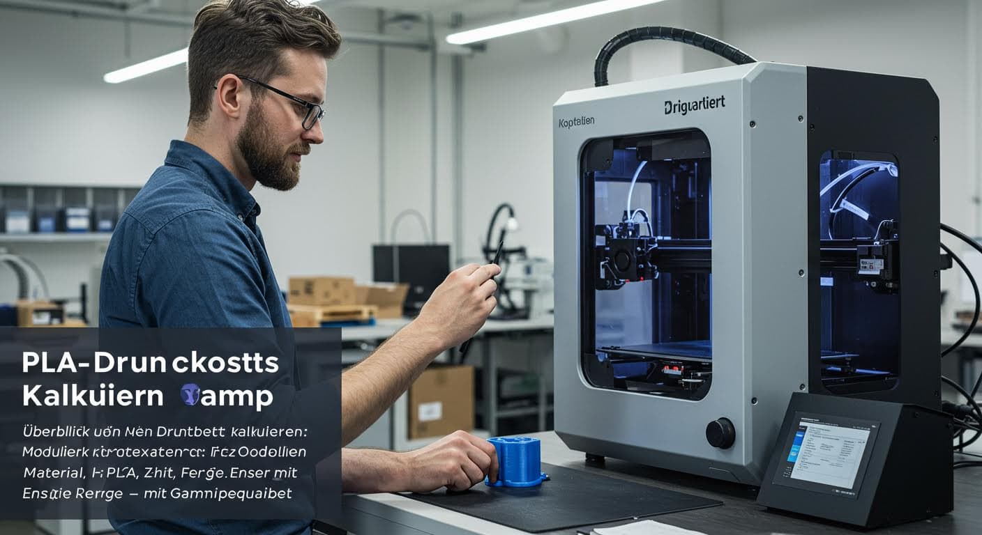 Überblick über ein Druckbett mit mehreren PLA-Modellen in Produktion, magazinqualität
